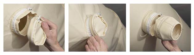 Insert Zip-in JetCap to shut off a fabric duct Jet-diffuser